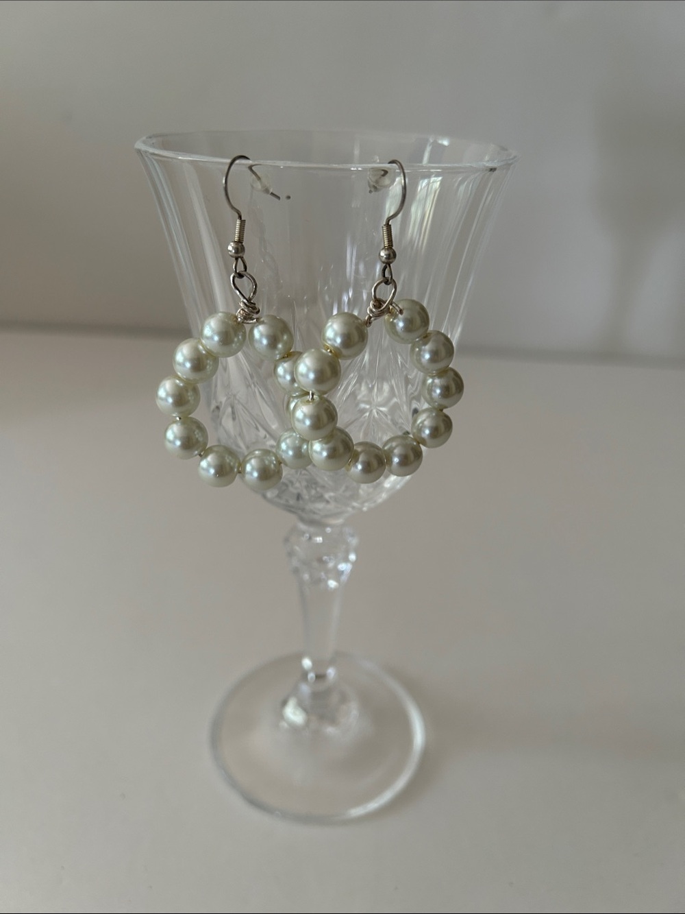 Pearl Bead Hoop Earrings - White Pearlescent